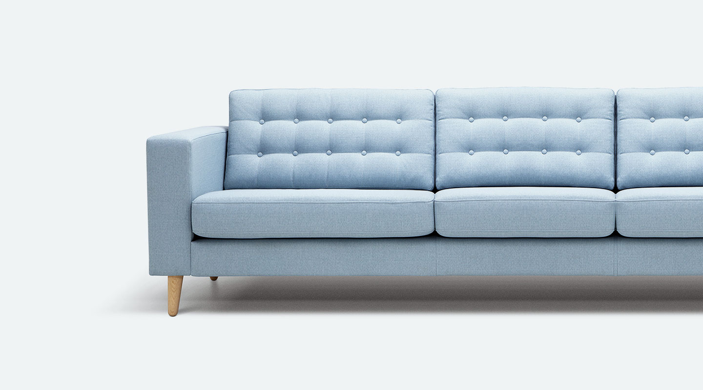 A light blue modern sofa
