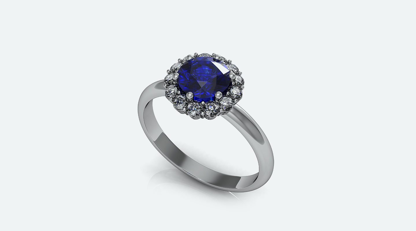 Platinum ring with sapphire