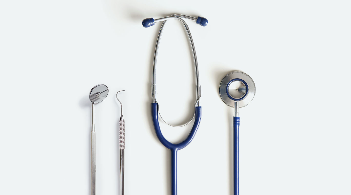 Assortment of implements used in medical and dental treatment